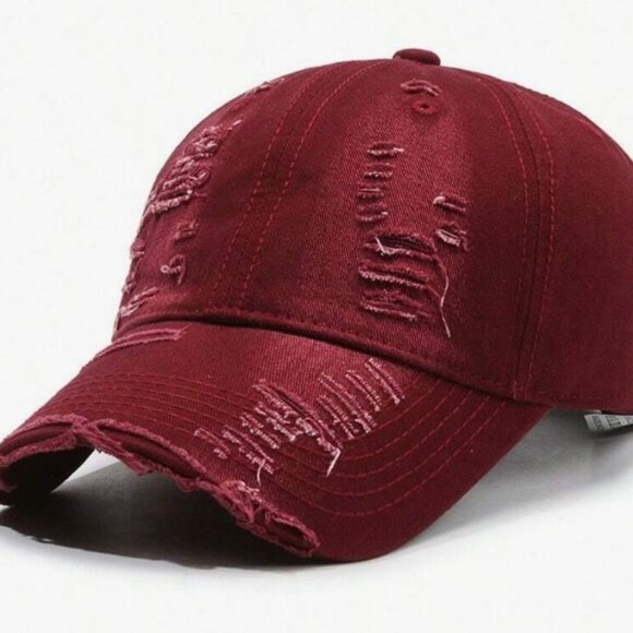 Red Distressed Washed Dad Hat Adjustable Baseball Cap Unisex Vintage Casual - Picture 2 of 2